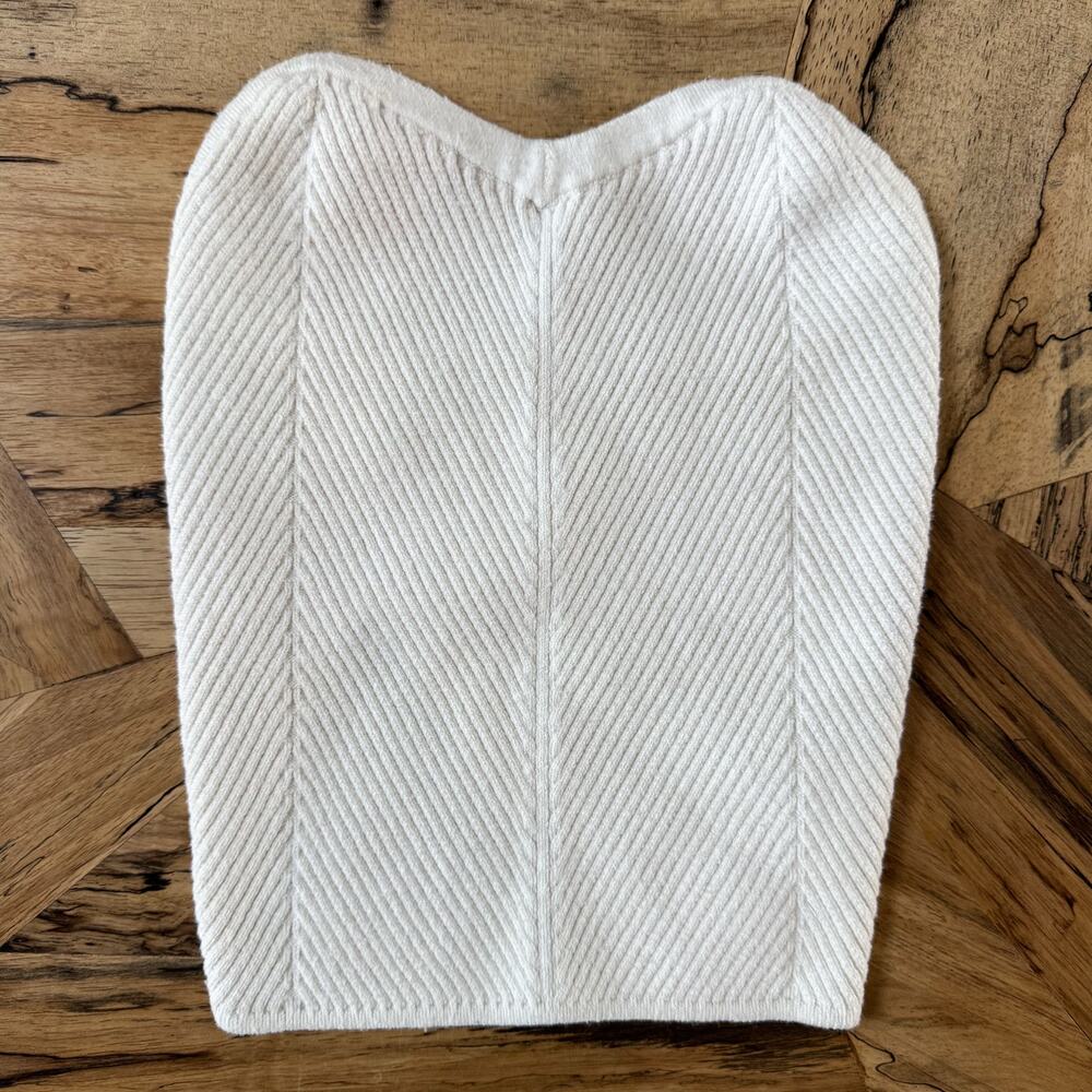 Aerie Ribbed Sweetheart Sweater Tube Top Cream White Clean Girl Coastal Size XXS